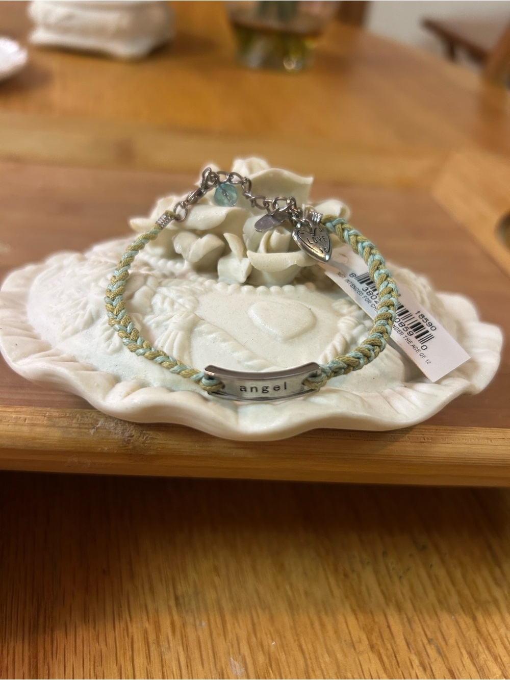 Angel Braided Charm Bracelet Blue Green